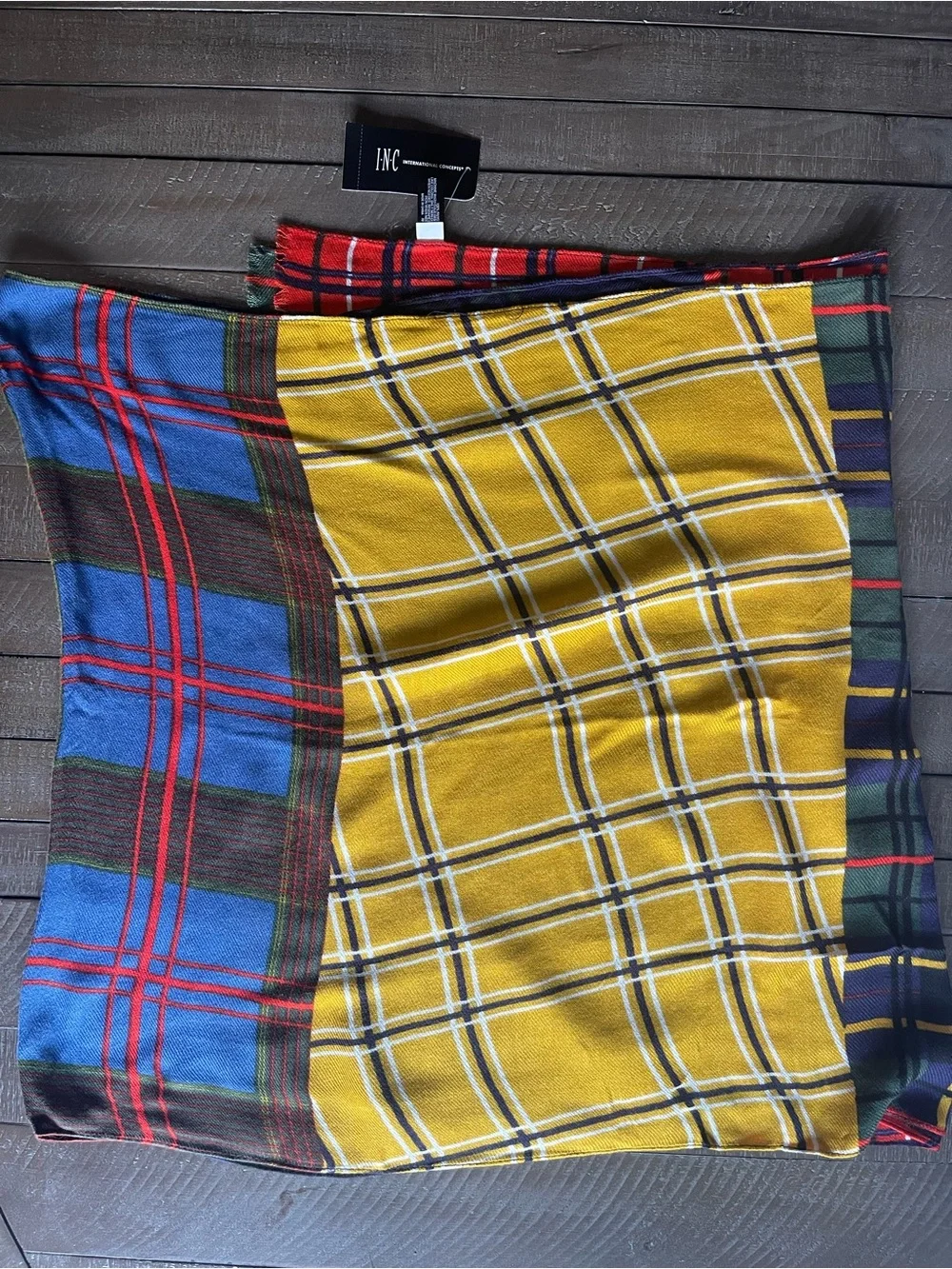 INC Scarf multi color plaid